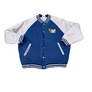 WALT DISNEY WORLD THE HAPPIEST CELEBRATION ON EARTH VARSITY DENIM‎ JACKET LARGE